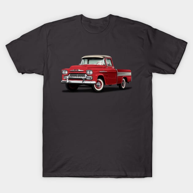 Cameo Red and Cream Pickup Truck Chevy Ford T-Shirt by TheStuffInBetween